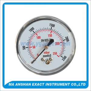 Low Pressure Gauge,Stainless Steel Case,Back Connection