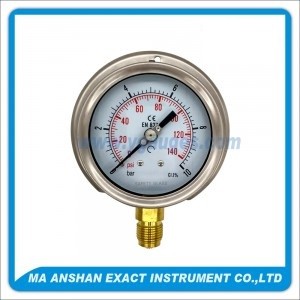 DIN Type Pressure Gauge, One Body Brass Bottom Connection With Back Flange