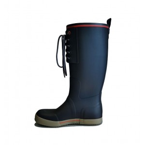 Lace up tall rubber boots