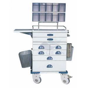 AG-AT016 CE ISO hospital metal frame with storage box resuscitation trolley cart