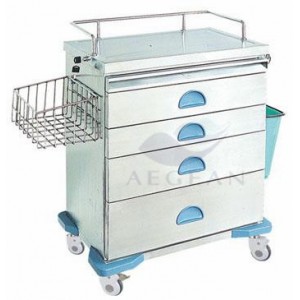 AG-AT019 CE approved hospital 304 stainless steel crash cart