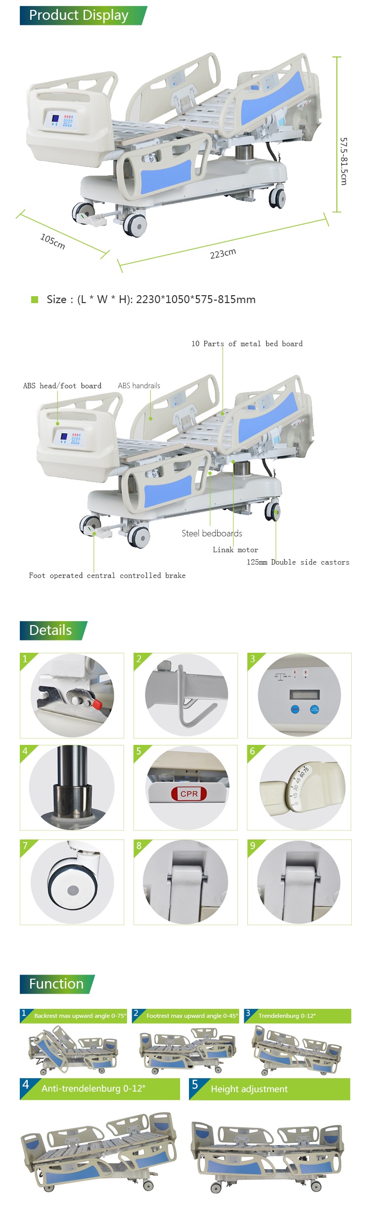 5 Function Hospital Bed